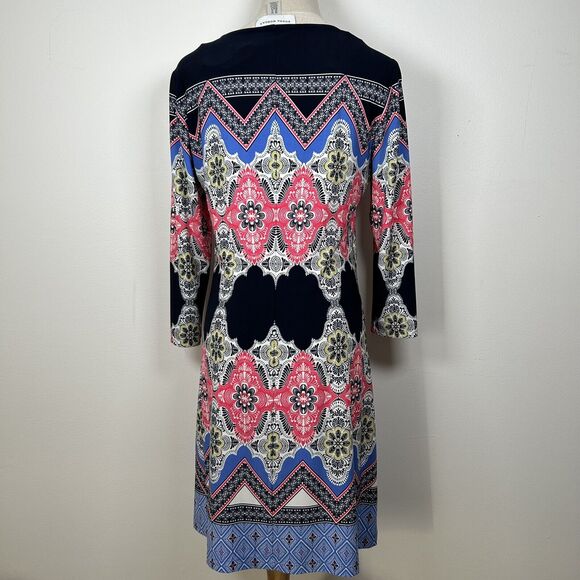 Donna Morgan Boho Shift Stretch Dress Multi Color Women's Size 8P - Picture 3 of 6